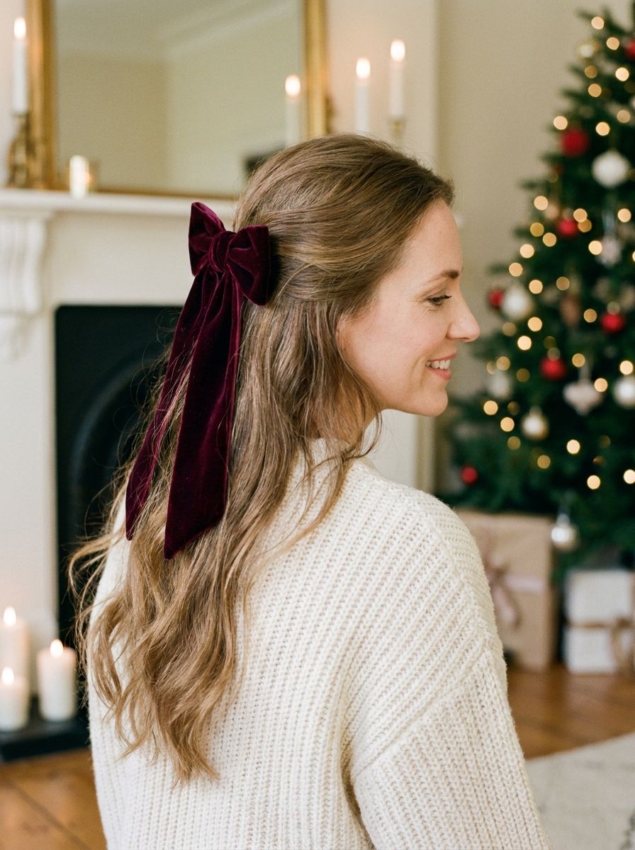 Half-up mit großer Schleife - Weihnachtsfrisuren